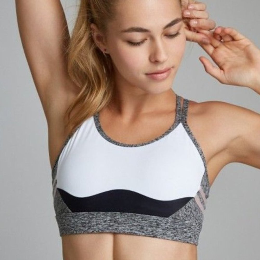 Lilybod Gray & White Livvy Racerback Sports Bra